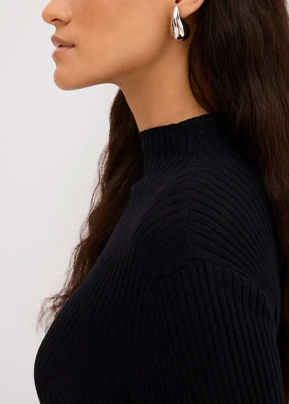 Ribbstickad topp i viskosmix, bonprix