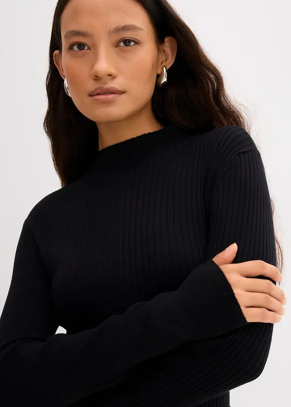 Ribbstickad topp i viskosmix, bonprix