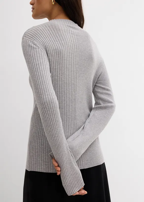 Ribbstickad topp i viskosmix, bonprix