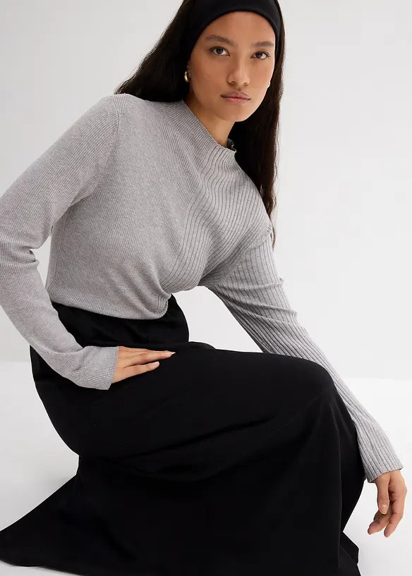 Ribbstickad topp i viskosmix, bonprix