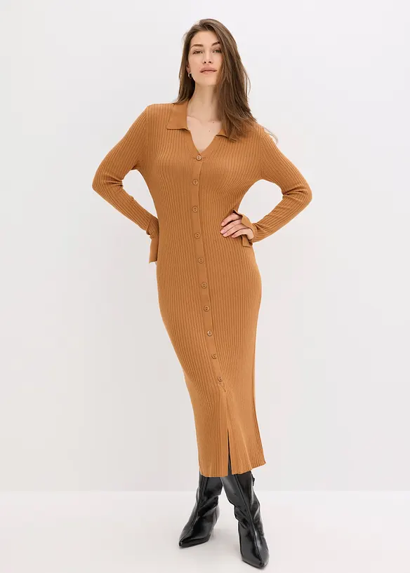 Stickad klänning av mjuk viskosmix, bonprix