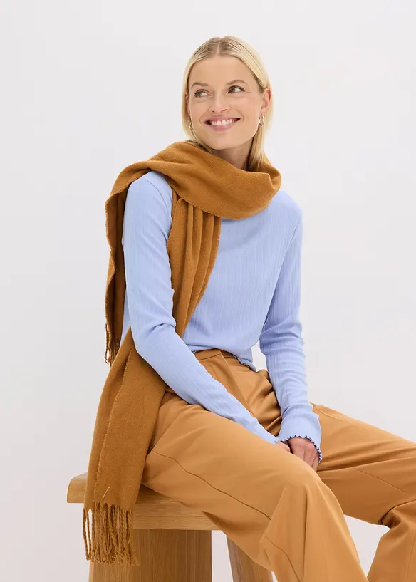 Ribbstickad topp med figurnära passform, bonprix