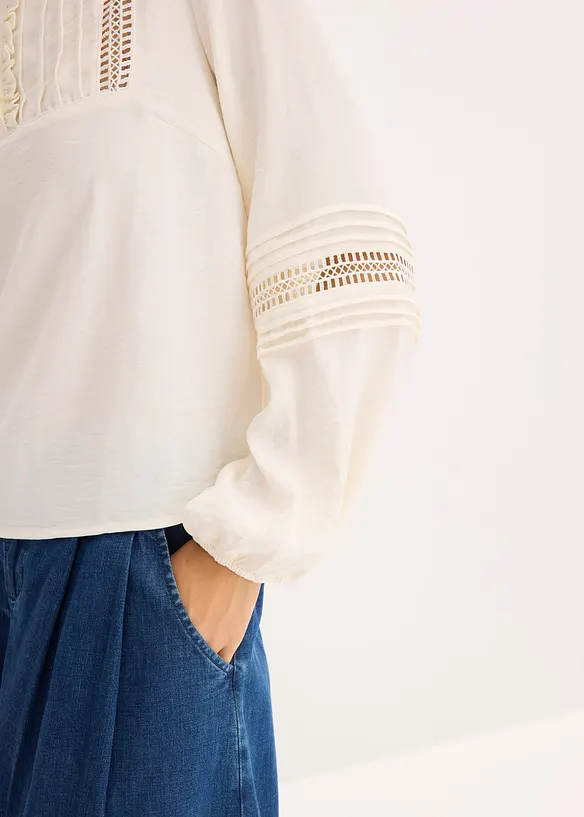 Oversizeblus med välarbetade detaljer, bonprix