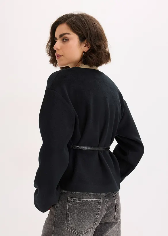 Oversizekavaj med yllelook och skärp, bonprix