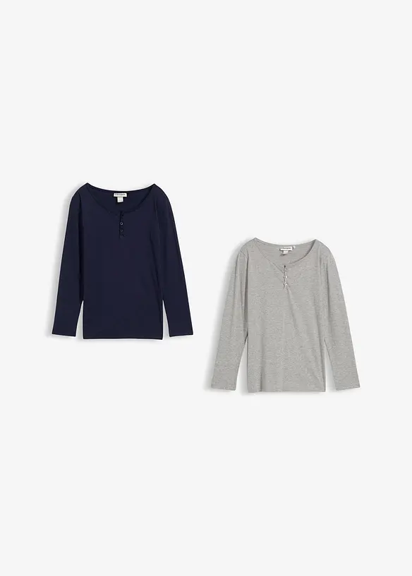 Långärmad topp med ekologisk bomull (2-pack), bonprix