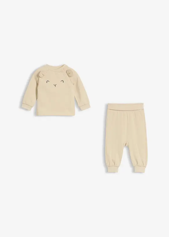Sweatshirt och byxa med ekologisk bomull för bebisar (2 delar), bonprix