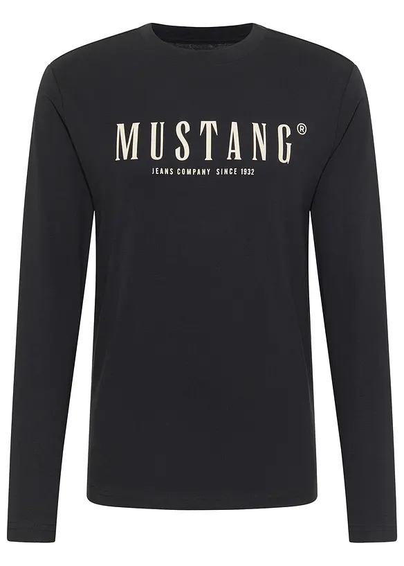 Långärmad tröja av ren bomull med Mustang Asheville-tryck, Mustang Jeans
