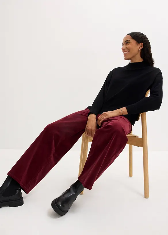Manchesterbyxa med bekväm high waist, bonprix