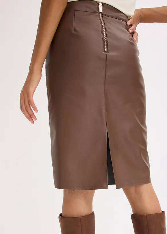 Trendig pennkjol i skinnimitation, bonprix