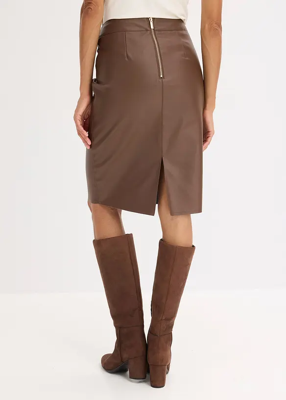 Trendig pennkjol i skinnimitation, bonprix