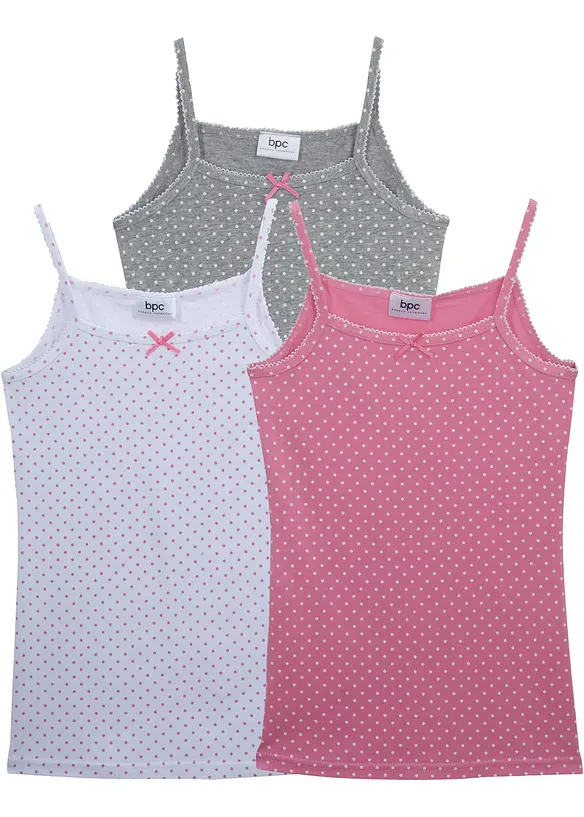 Linne med mjuk bomull och satinrosett (3-pack), bonprix