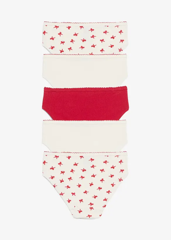 Trosa av mjukt, ribbat material med satinrosett (5 par), bonprix