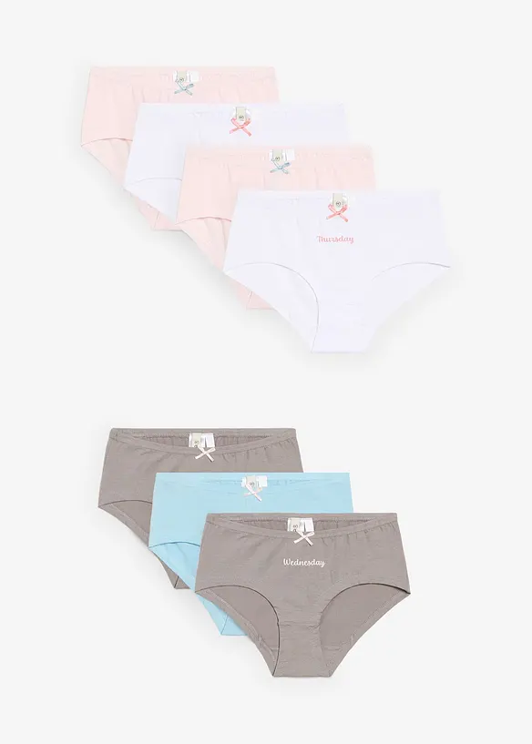 Hipstertrosa med mjuk, ekologisk bomull och satinrosett (7 par), bonprix