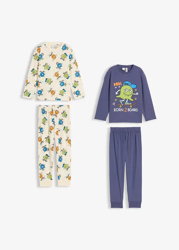 Pyjamas i ren ekologisk bomull (4 delar), bonprix