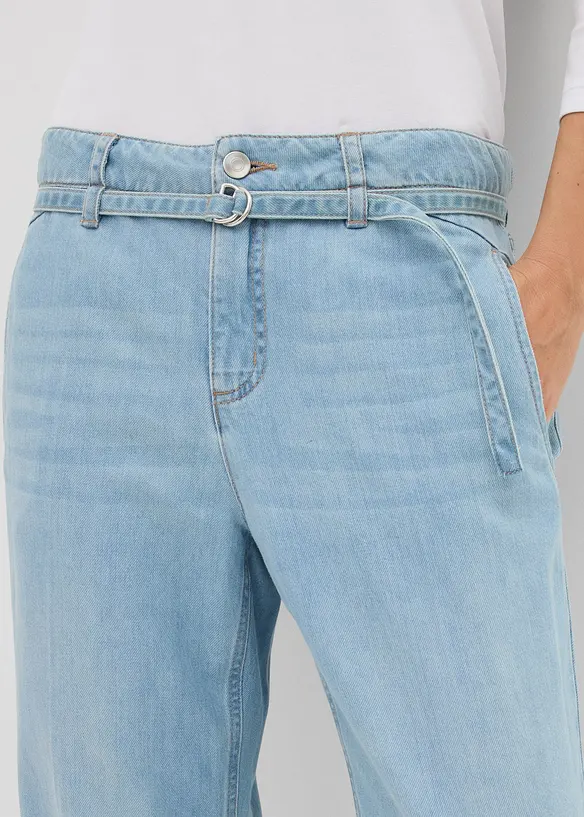 Wide Leg Jeans medelhög midja och skärp, bonprix