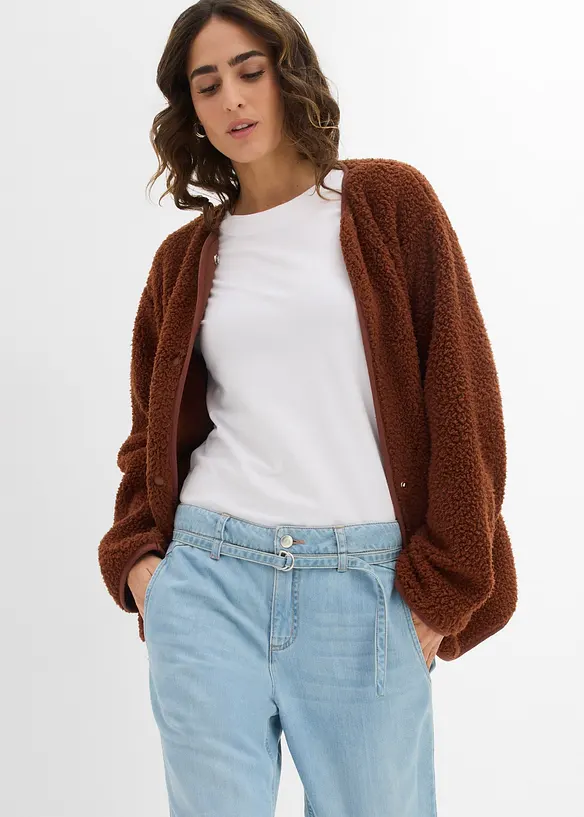 Wide Leg Jeans medelhög midja och skärp, bonprix