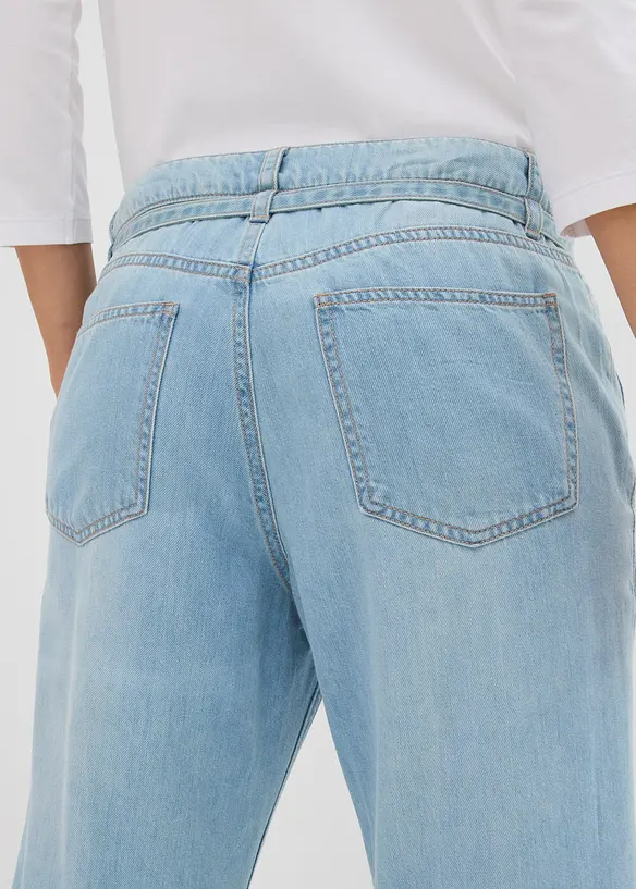 Wide Leg Jeans medelhög midja och skärp, bonprix