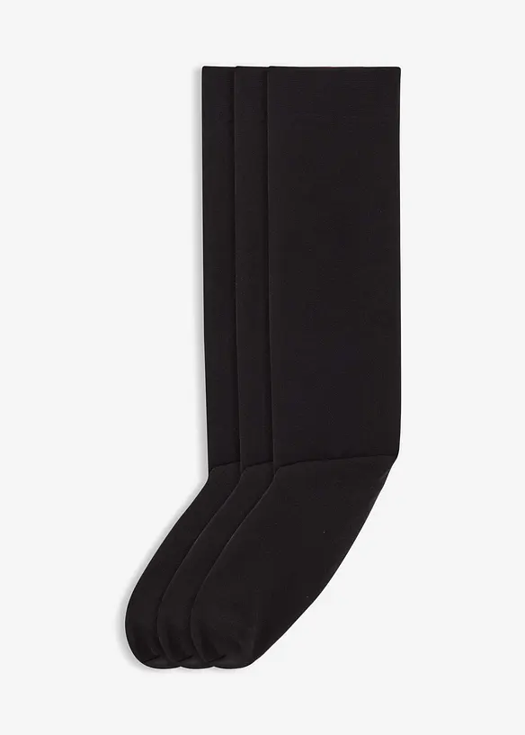 Termoknästrumpor i nylon med fleecefoder (120 den) (3-pack), bonprix