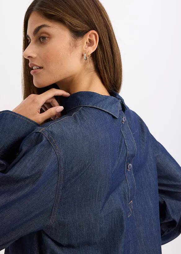 Jeansblus med breda manschetter, bonprix