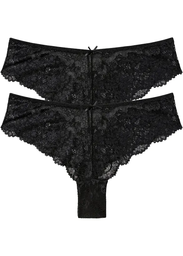 Braziliantrosa med skir spets (2-pack), bonprix