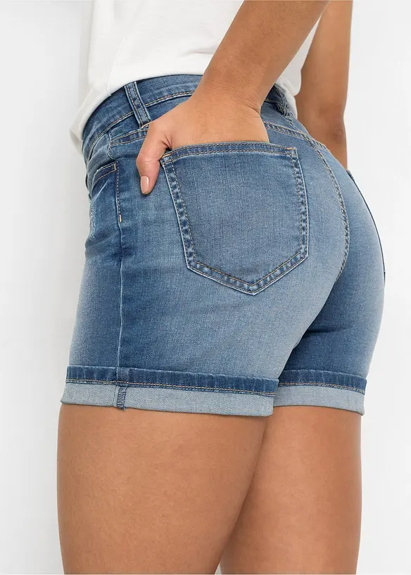 Jeansshorts Mid Waist med dekorativa detaljer, bonprix