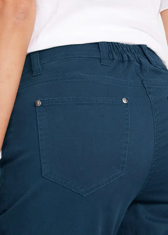 Capribyxa i bomull med bekv&auml;m midja och knappar, bonprix