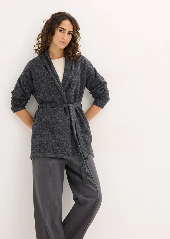 Fluffig cardigan i lurvigt material, bonprix