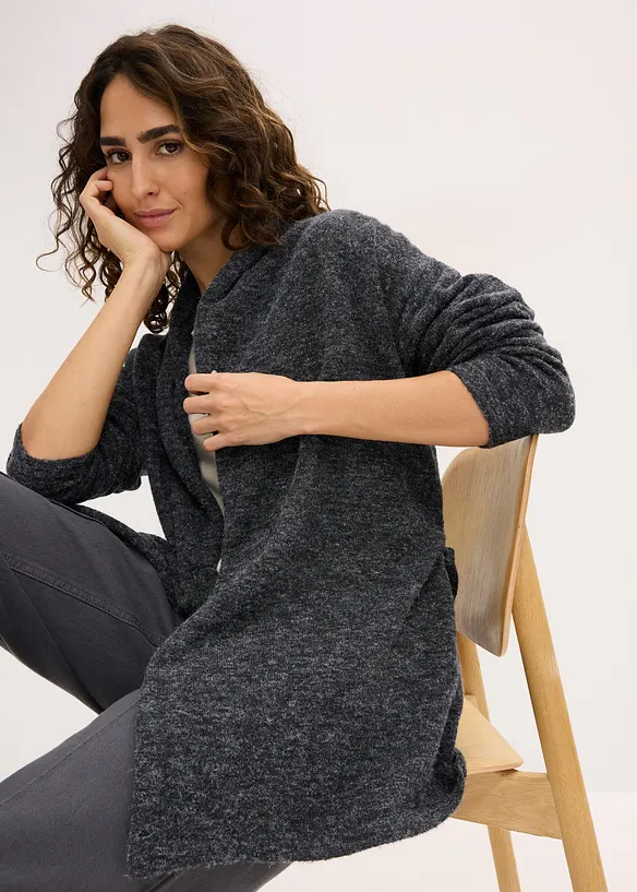 Fluffig cardigan i lurvigt material, bonprix