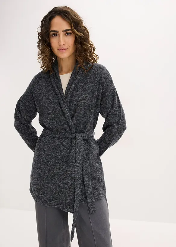 Fluffig cardigan i lurvigt material, bonprix