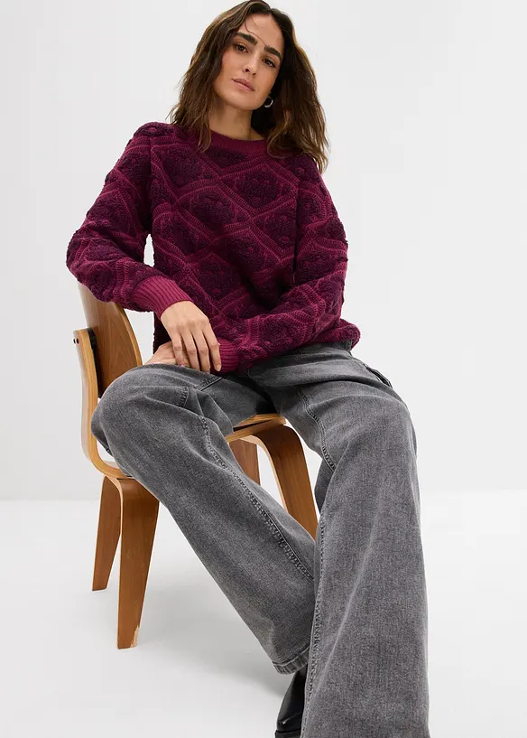 Stickad tröja i fyrkantig modell, bonprix