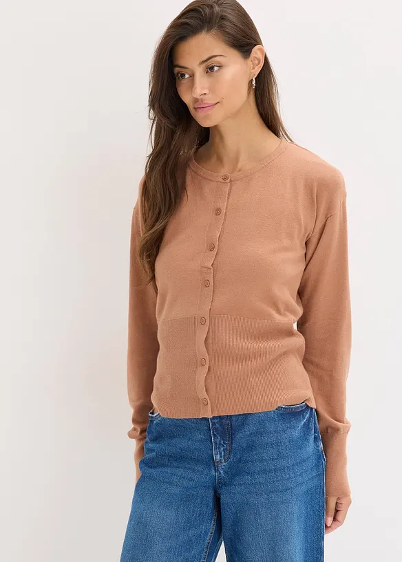 Finstickad cardigan av viskos med mjukt fall, bonprix