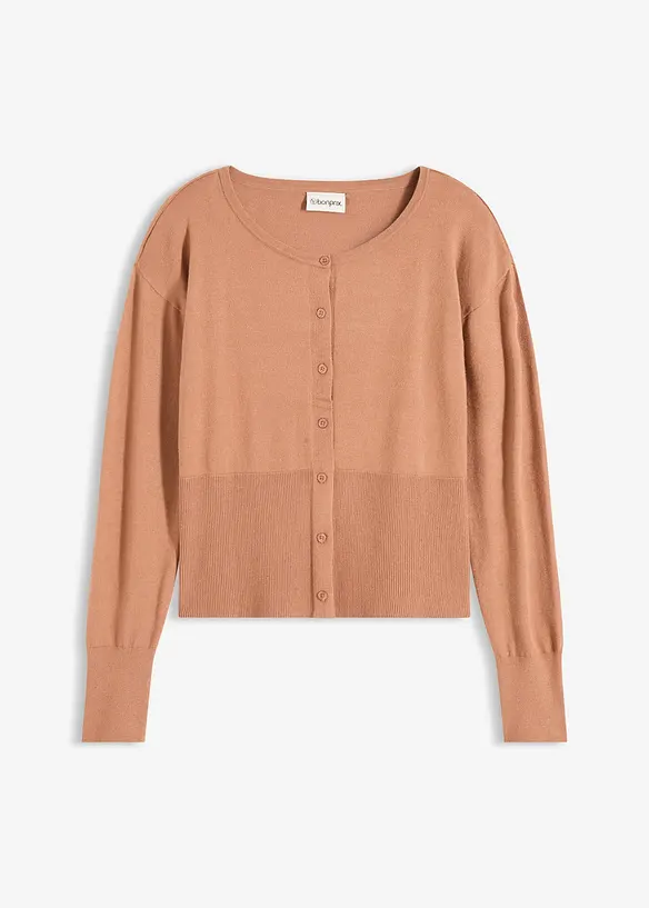 Finstickad cardigan av viskos med mjukt fall, bonprix