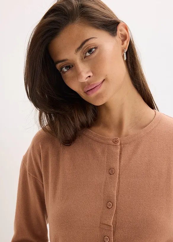 Finstickad cardigan av viskos med mjukt fall, bonprix