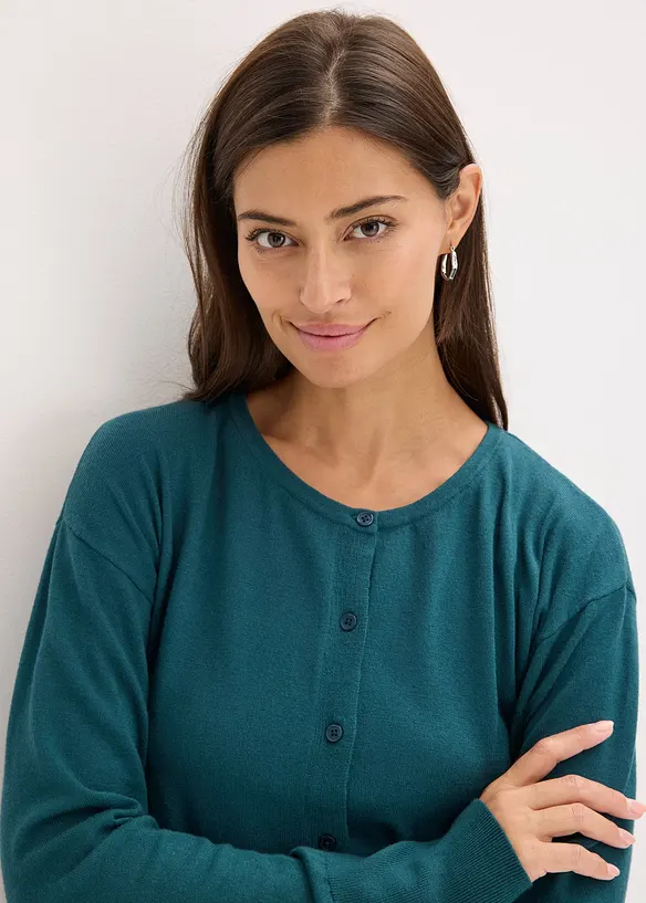 Finstickad cardigan av viskos med mjukt fall, bonprix