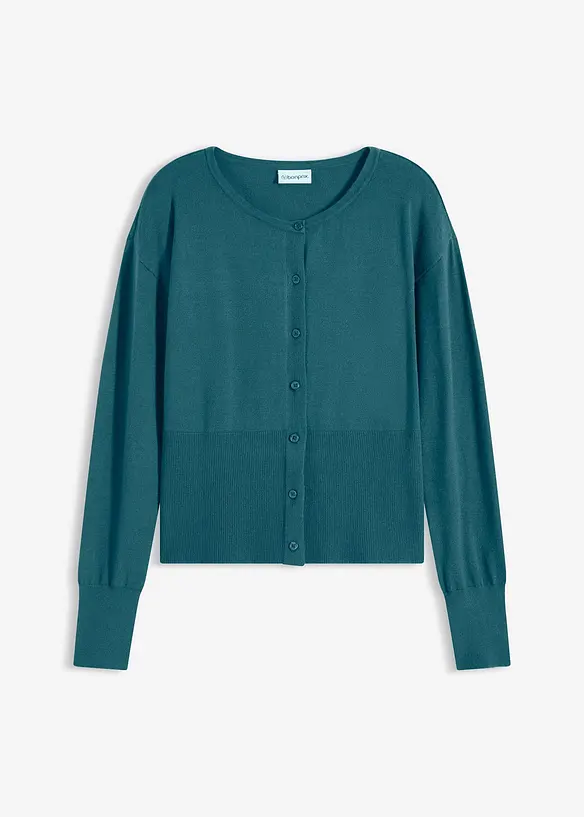 Finstickad cardigan av viskos med mjukt fall, bonprix