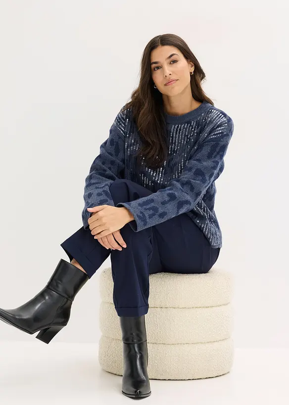 Jacquardtröja i oversizemodell med paljetter, bonprix