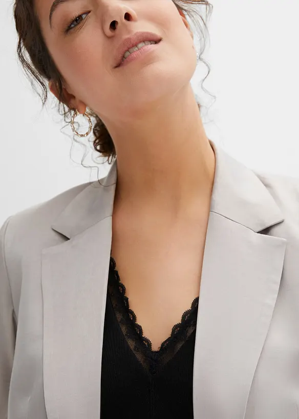 Ribbstickad bralette med ekologisk bomull och spets, bonprix