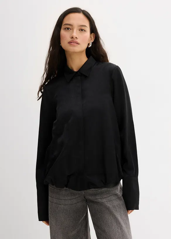 Satinblus av viskosmix, bonprix