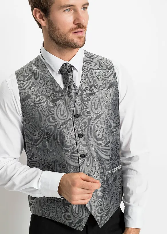 Kostym med väst och plastrong (5 delar), Regular Fit, bonprix