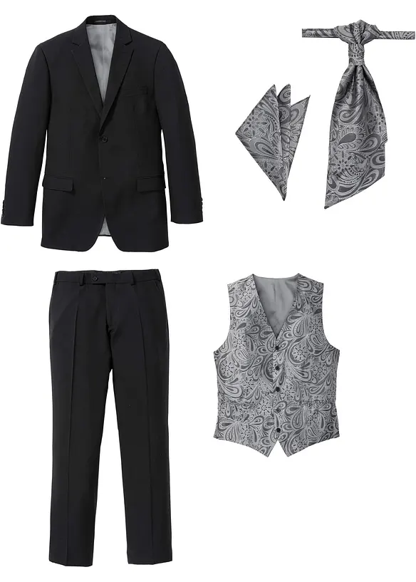 Kostym med väst och plastrong (5 delar), Regular Fit, bonprix