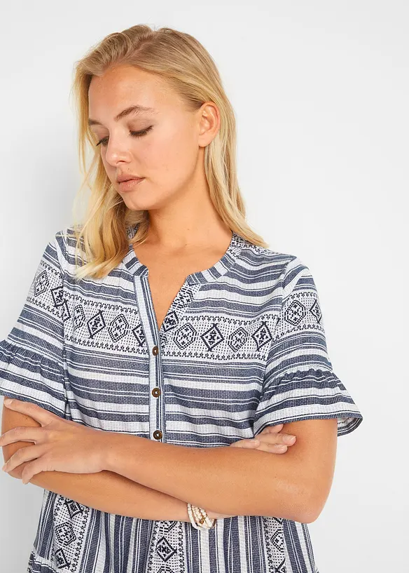 Mönstrad jerseyklänning i följsam viskosmix, bonprix