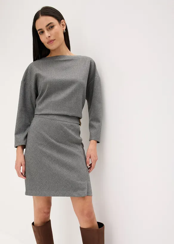 Tunika av stabilt material med fiskbensmönster, bonprix