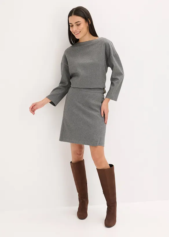 Tunika av stabilt material med fiskbensmönster, bonprix