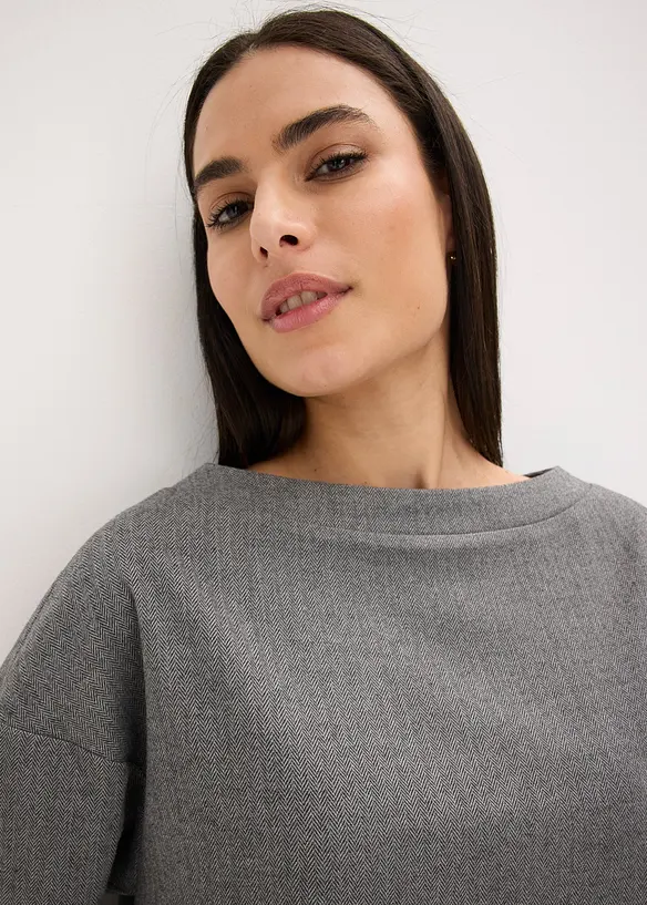 Tunika av stabilt material med fiskbensmönster, bonprix