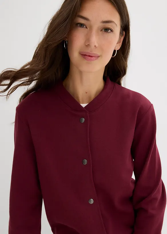 Sweatshirtjacka med knappslå, bonprix