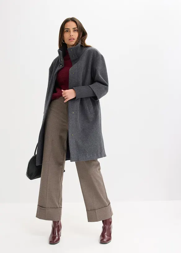 Kort kappa med yllelook, bonprix