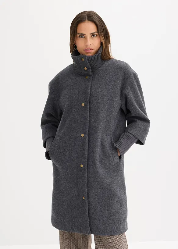 Kort kappa med yllelook, bonprix