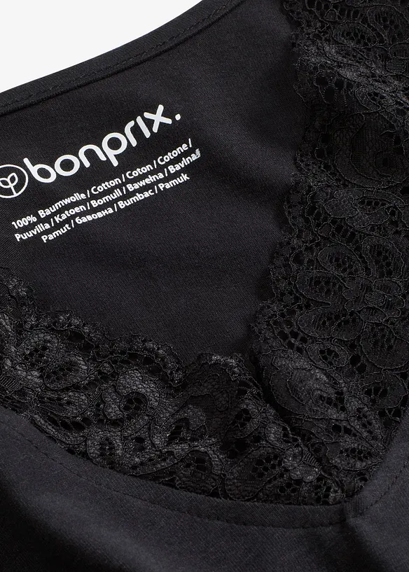 Pyjamas i mjuk bomull med spets, bonprix