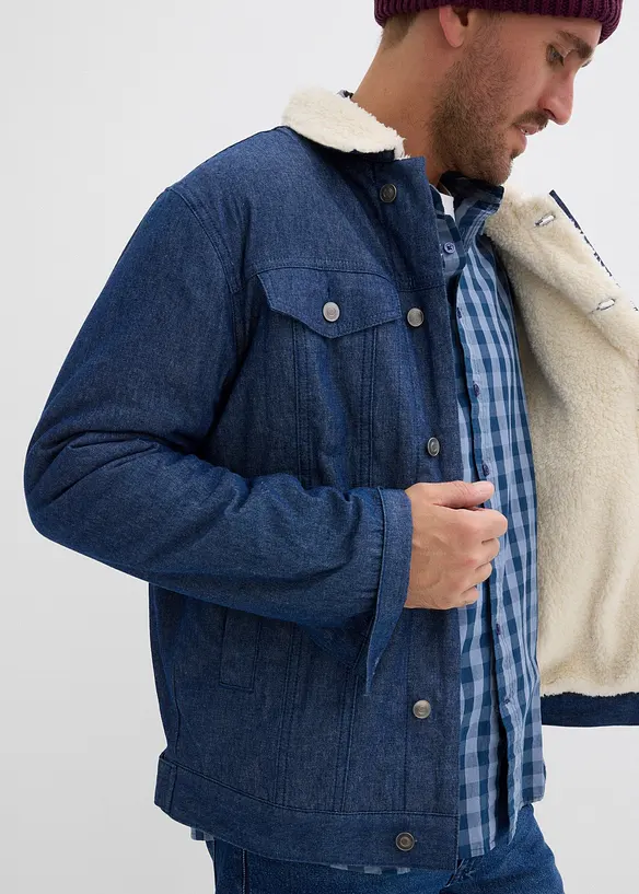 Jeansjacka med teddyfoder, bonprix