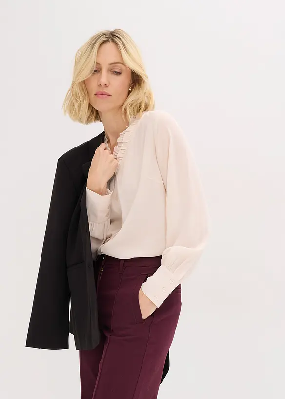 Chiffongblus med rysch, bonprix